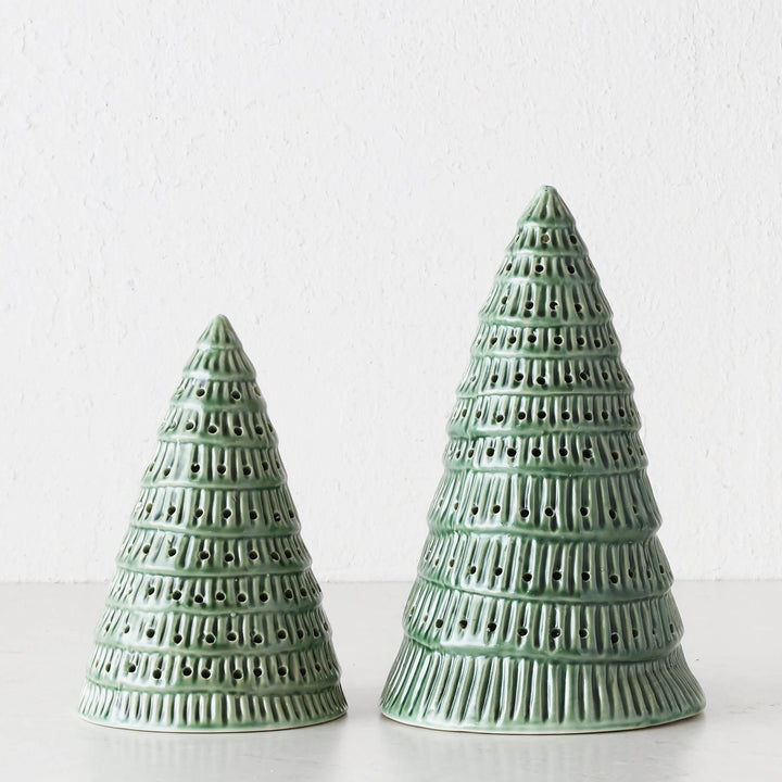 CHRISTMAS TREE TABLE DECORATION BUNDLE GREEN CERAMIC