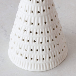 CHRISTMAS TREE TABLE DECORATION BUNDLE X2  |  19CM + 25CM  |  WHITE CERAMIC