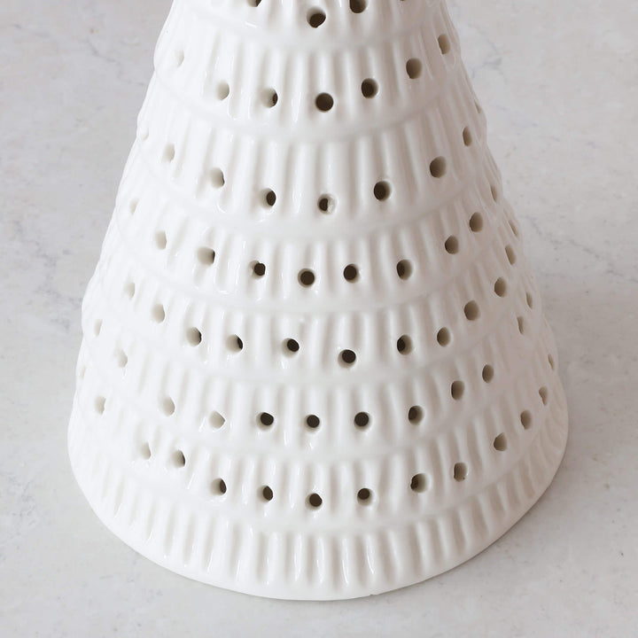 CHRISTMAS TREE TABLE DECORATION BUNDLE X2  |  19CM + 25CM  |  WHITE CERAMIC