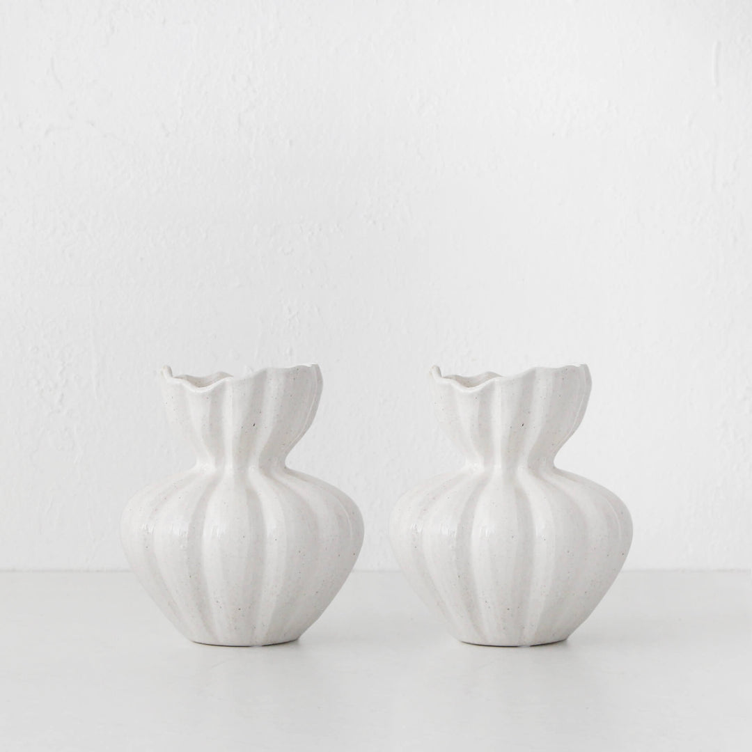 CLARA ORGANIC CERAMIC VASE BUNDLE X2  |  19CM  |  IVORY CERAMIC