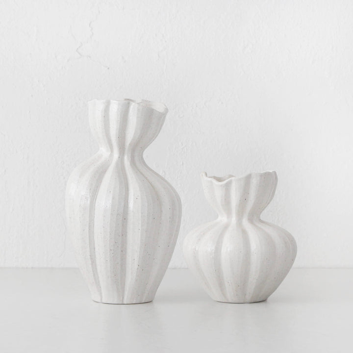 CLARA ORGANIC CERAMIC VASE  |  19CM + 29CM  |  IVORY CERAMIC