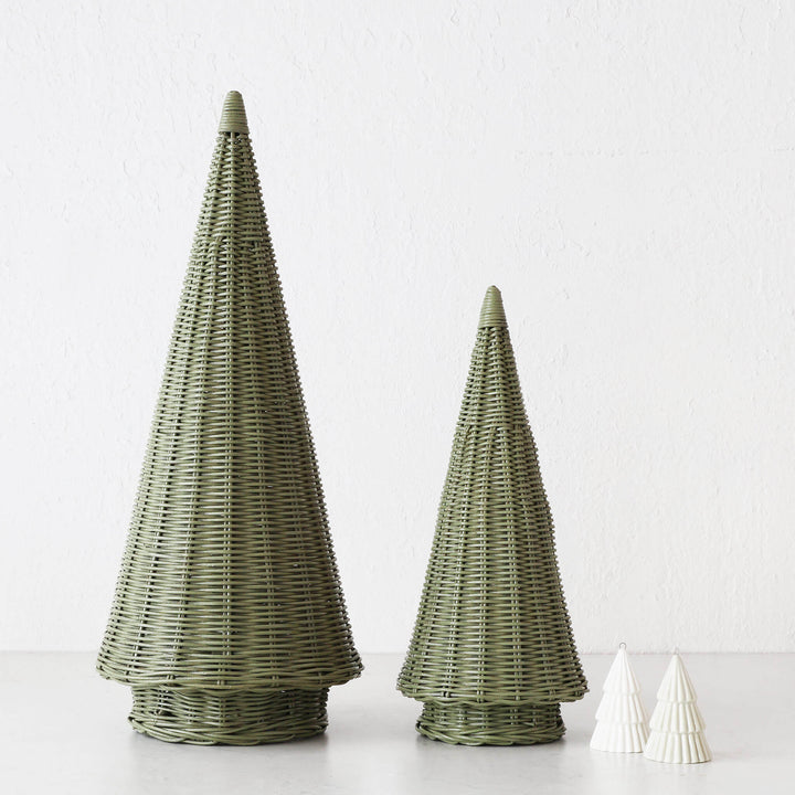 CLOVELLY WICKER CHRISTMAS TREES  |  SET OF 2  |  GREEN WICKER