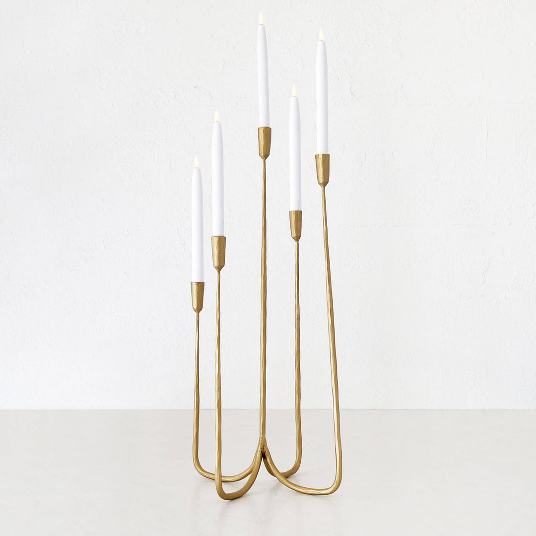 CLUSTER CANDELABRA  |  LARGE 70CM  |  ANTIQUE GOLD IRON