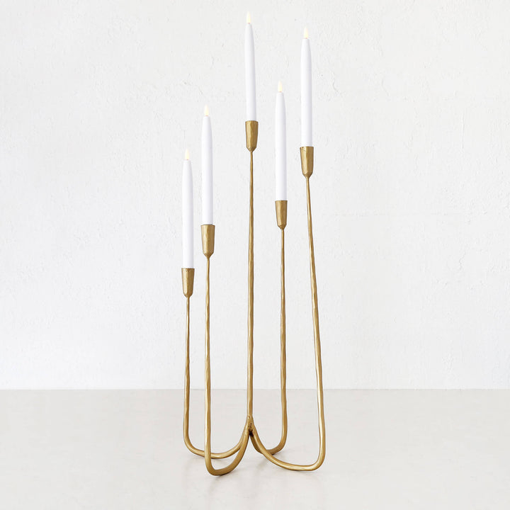CLUSTER CANDELABRA  |  LARGE 70CM  |  ANTIQUE GOLD IRON