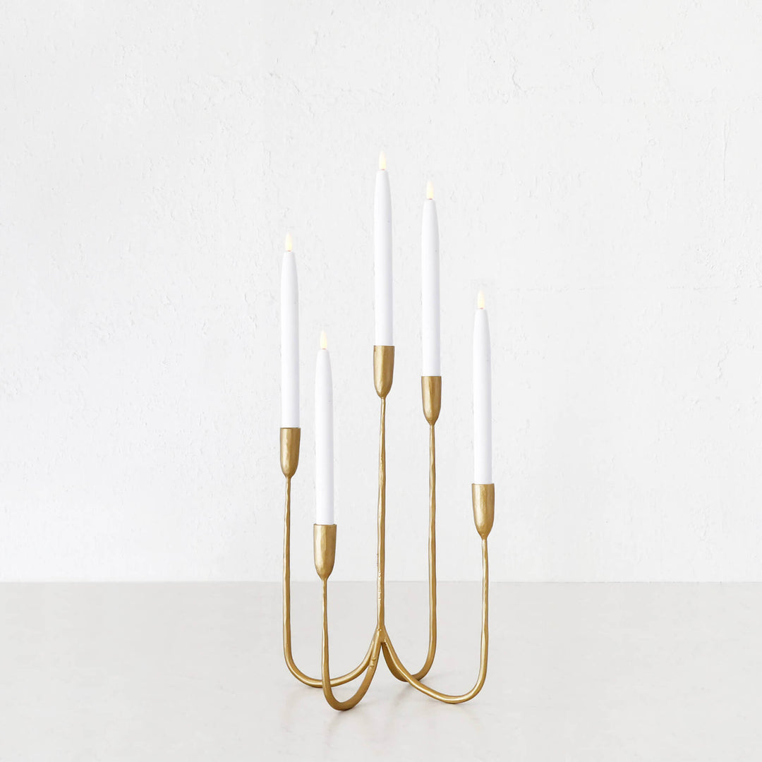 CLUSTER CANDELABRA  |  MEDIUM 45CM  |  ANTIQUE GOLD IRON