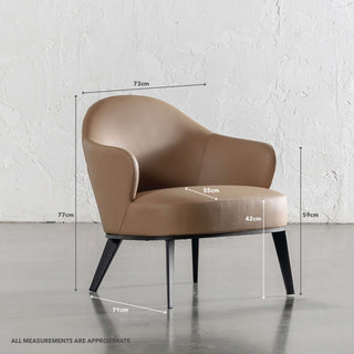 CLYDE ARMCHAIR  |  CANYON TAN VEGAN LEATHER | MEASUREMENTS