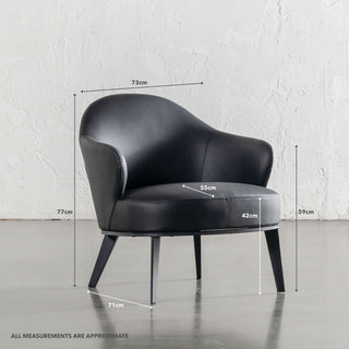 CLYDE ARMCHAIR  |  NOIR BLACK VEGAN LEATHER | MEASUREMENTS