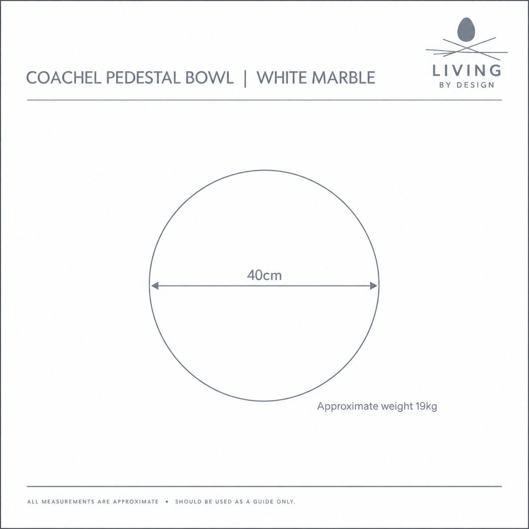 COACHEL PEDESTAL BOWL  |  40CM  |  WHITE MARBLE