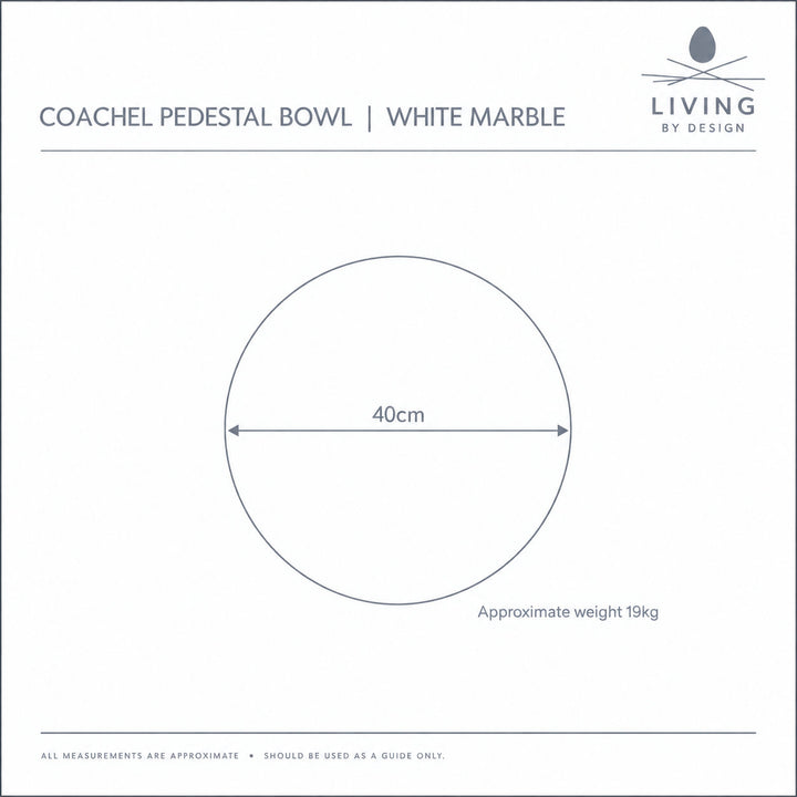 COACHEL PEDESTAL BOWL  |  40CM  |  WHITE MARBLE