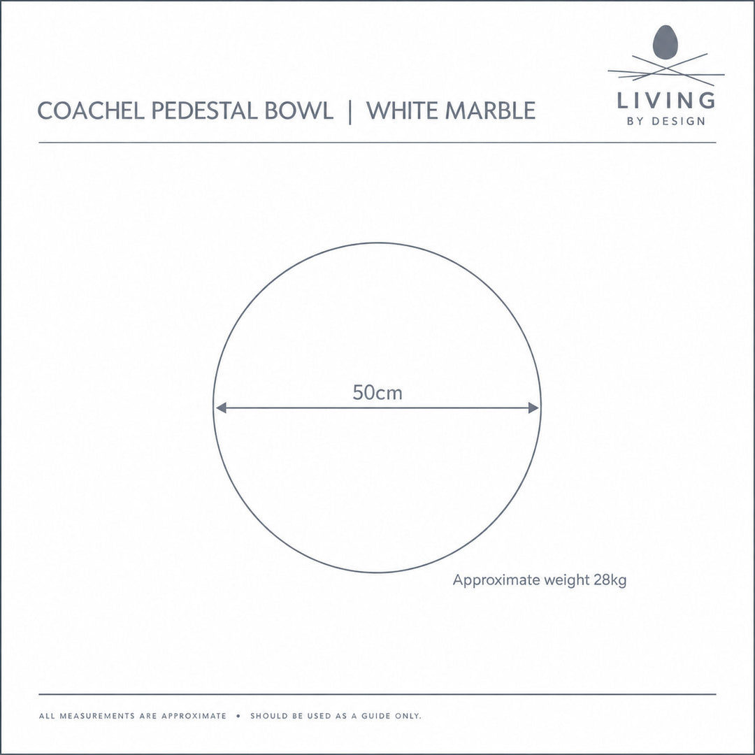 COACHEL PEDESTAL BOWL  |  50CM  |  WHITE MARBLE