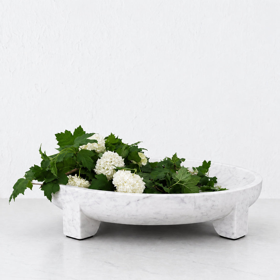 COACHEL PEDESTAL BOWL  |  50CM  |  WHITE MARBLE