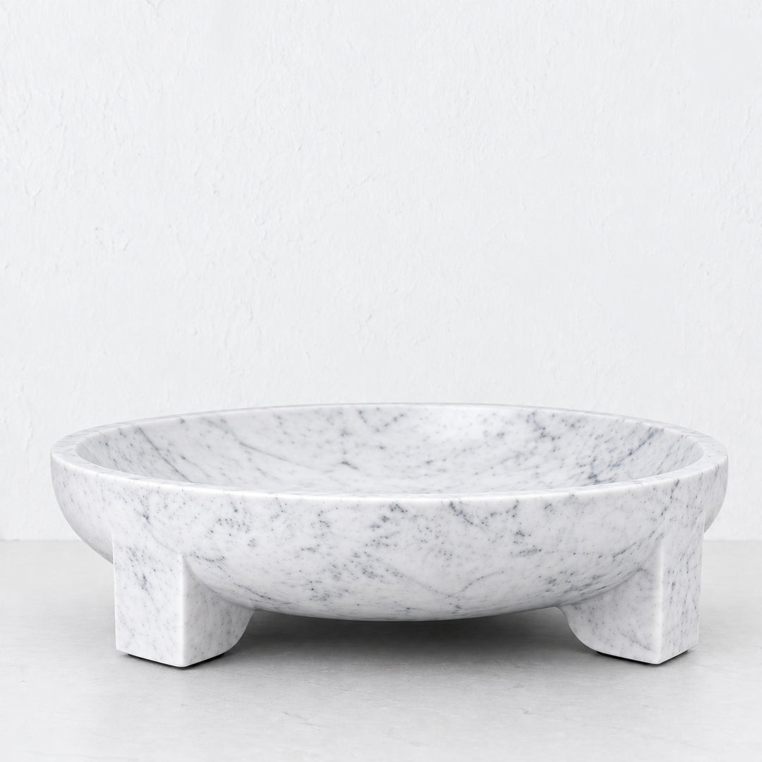 COACHEL PEDESTAL BOWL  |  50CM  |  WHITE MARBLE