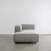 COBURG CHAISE LOUNGE CHAIR | GREYTHORN SHADOW | SCATTER CUSHION | END VIEW