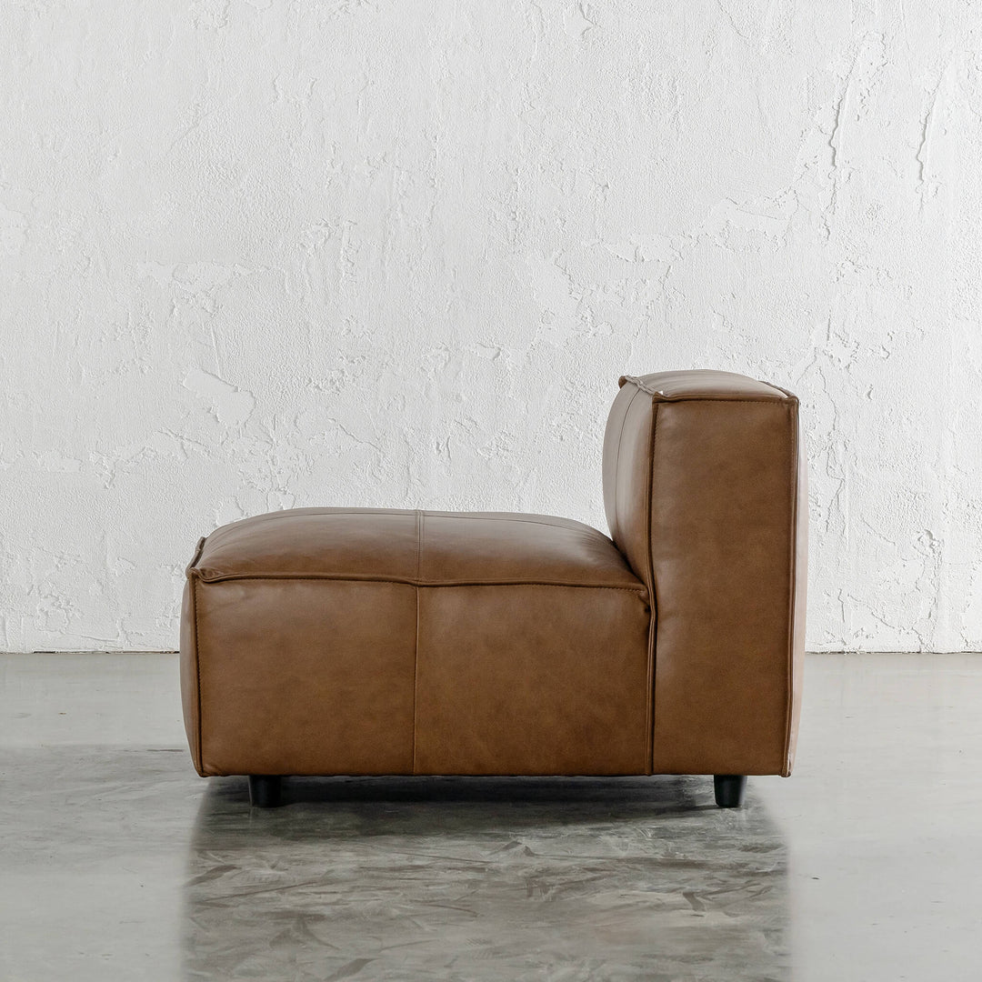 COBURG MODULAR SOFA SIDE VIEW OF CHAIR PIECE |  DAKOTA SADDLE TAN