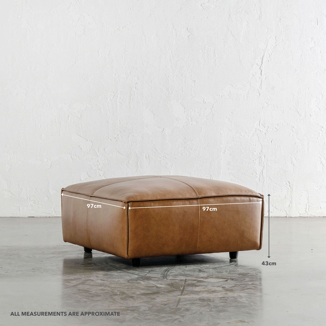 COBURG OTTOMAN  |  DAKOTA SADDLE TAN | MEASUREMENTS