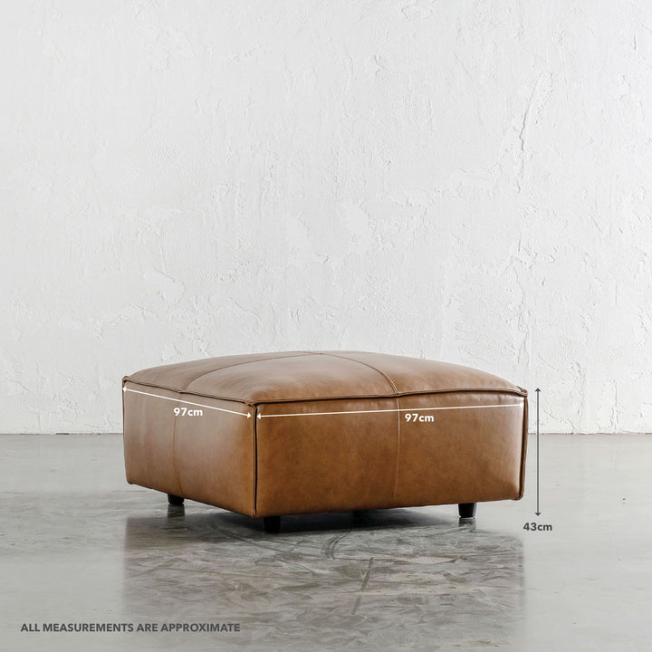COBURG OTTOMAN  |  DAKOTA SADDLE TAN | MEASUREMENTS