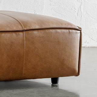 COBURG OTTOMAN  |  DAKOTA SADDLE TAN CLOSE UP