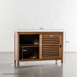 CONRAD 2 DOOR SLATTED CONSOLE  |  NATURAL GRAIN | MEASUREMENTS