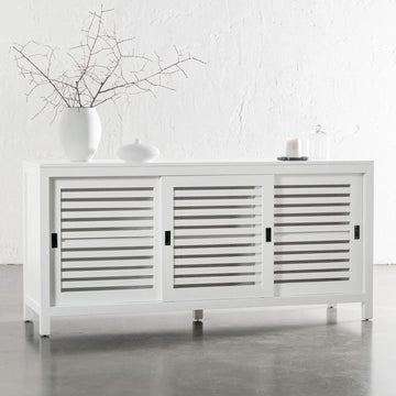 CONRAD 3 DOOR SLATTED CONSOLE | WHITE GRAIN