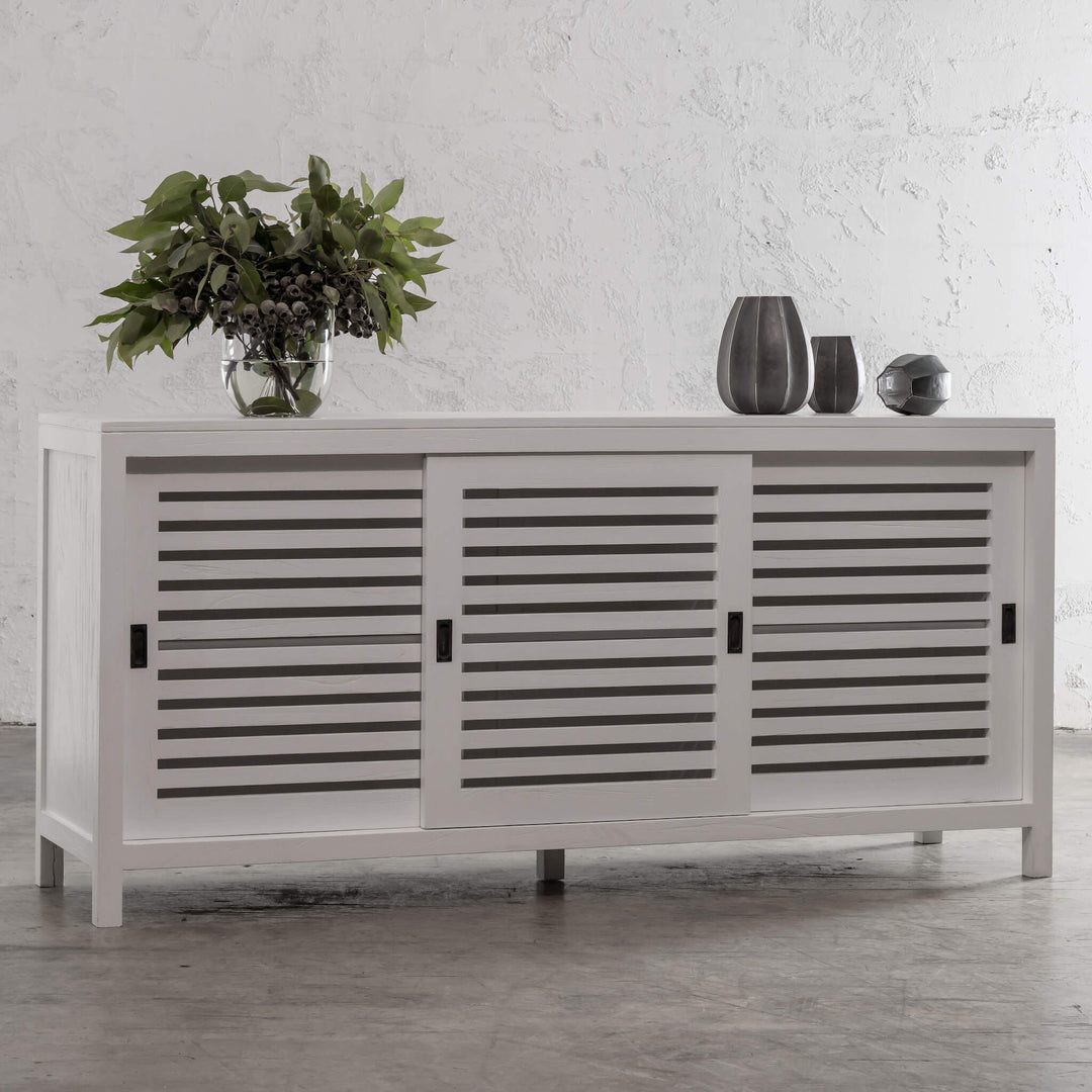 CONRAD 3 DOOR SLATTED CONSOLE  |  WHITE GRAIN