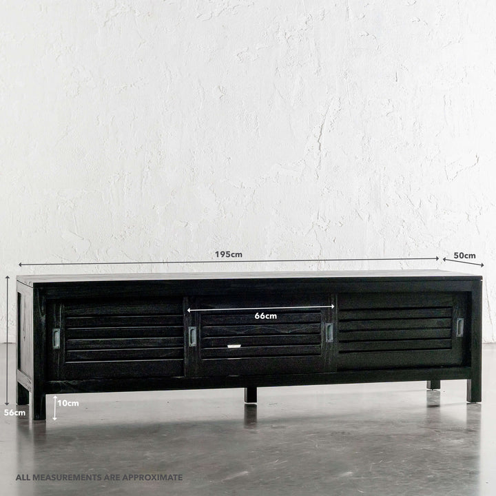 CONRAD 3 DOOR SLATTED ENTERTAINMENT UNIT  |  NATURAL GRAIN | MEASUREMENTS