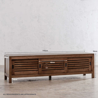 CONRAD 3 DOOR SLATTED ENTERTAINMENT UNIT  |  NATURAL GRAIN | MEASUREMENTS