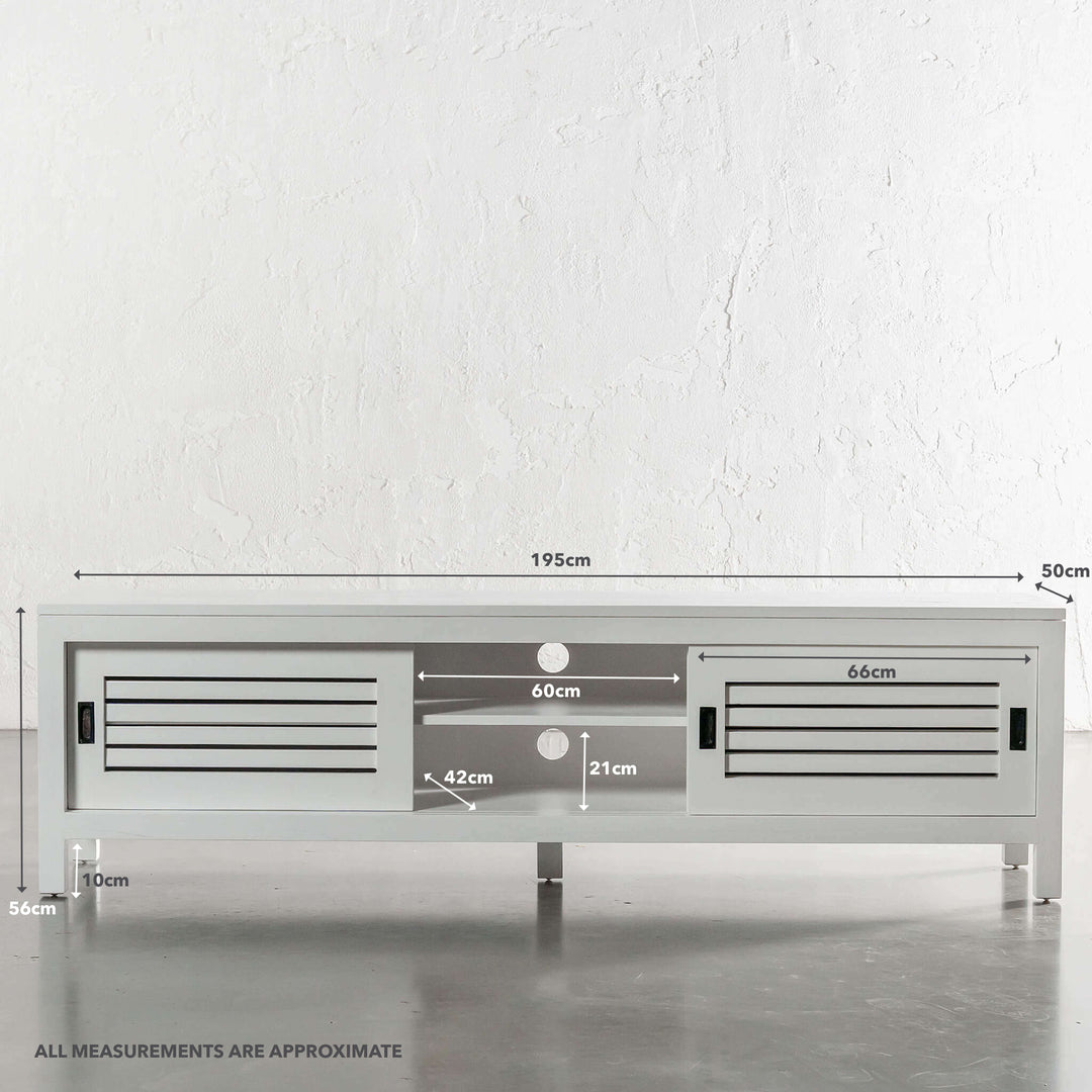 CONRAD 3 DOOR SLATTED ENTERTAINMENT UNIT  |  WHITE GRAIN | MEASUREMENTS