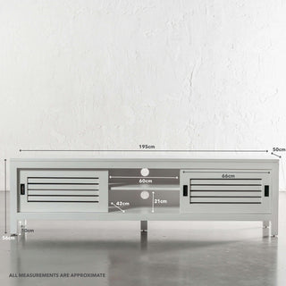 CONRAD 3 DOOR SLATTED ENTERTAINMENT UNIT  |  WHITE GRAIN | MEASUREMENTS