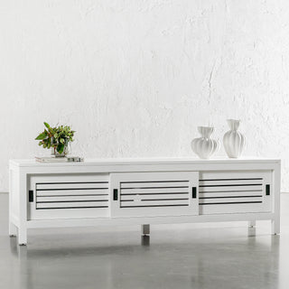 CONRAD 3 DOOR SLATTED ENTERTAINMENT UNIT  |  WHITE GRAIN