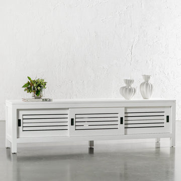 CONRAD 3 DOOR SLATTED ENTERTAINMENT UNIT  |  WHITE GRAIN