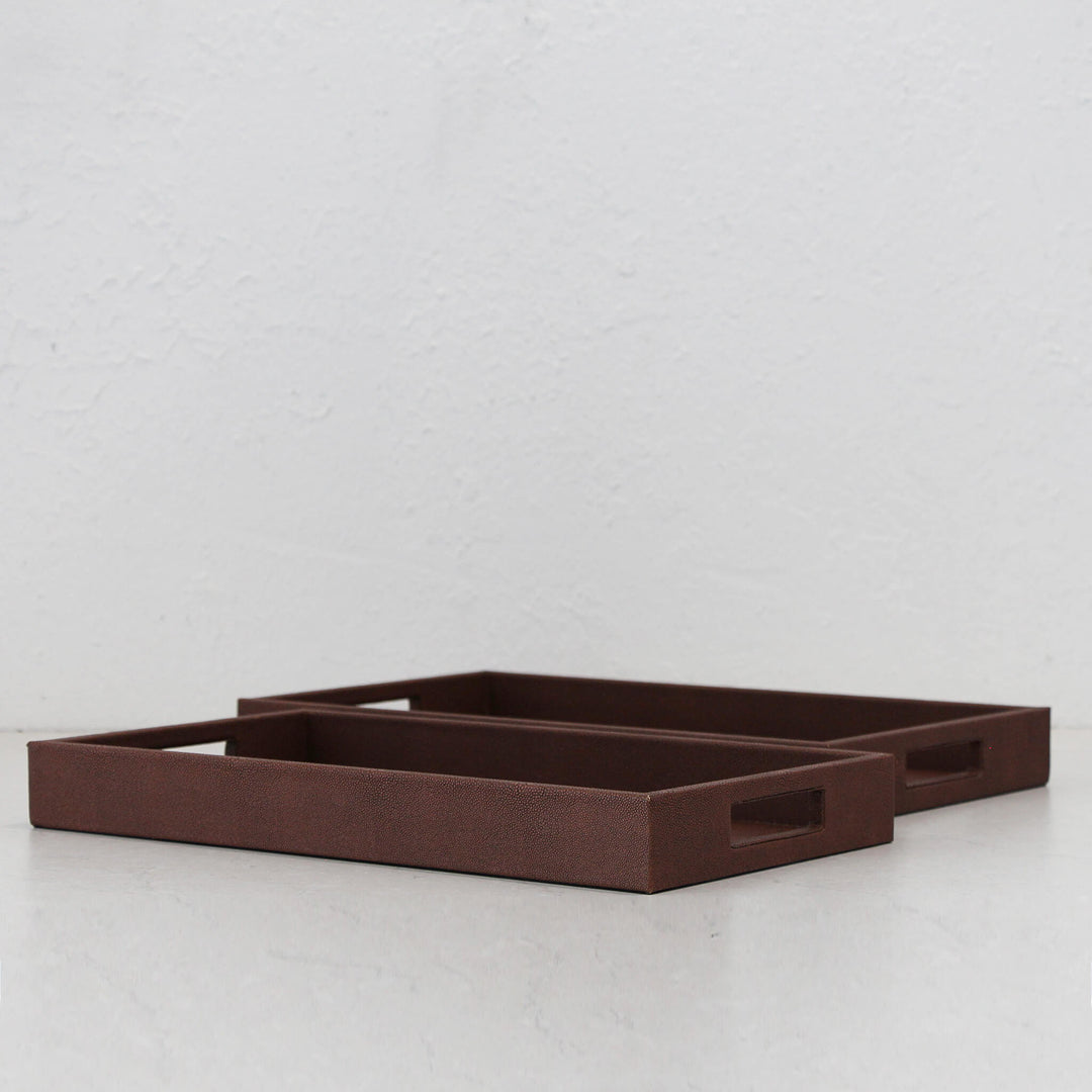 CONRAD PYTHON RECTANGLE TRAY  |  SET OF 2  |  DARK WALNUT