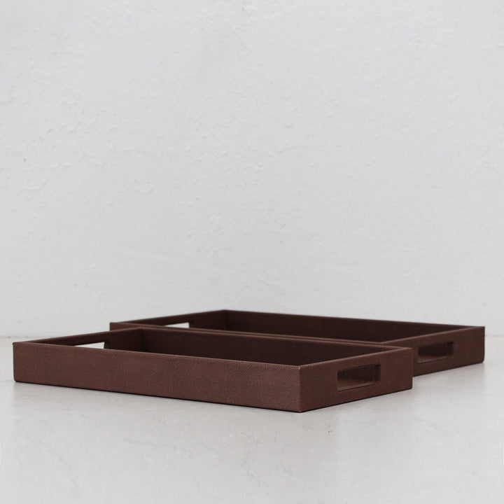 CONRAD PYTHON RECTANGLE TRAY  |  SET OF 2  |  DARK WALNUT