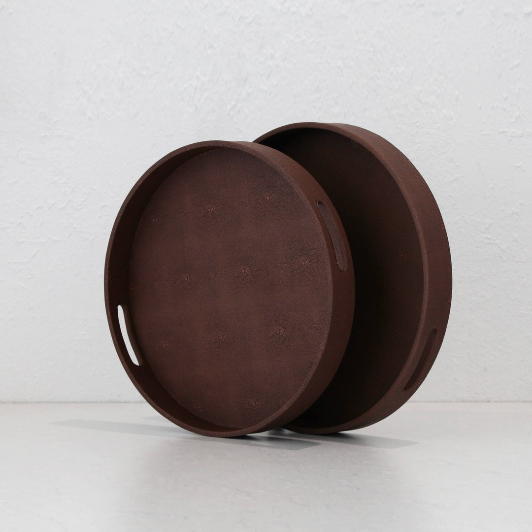 CONRAD PYTHON ROUND TRAY  |  SET OF 2  |  DARK WALNUT