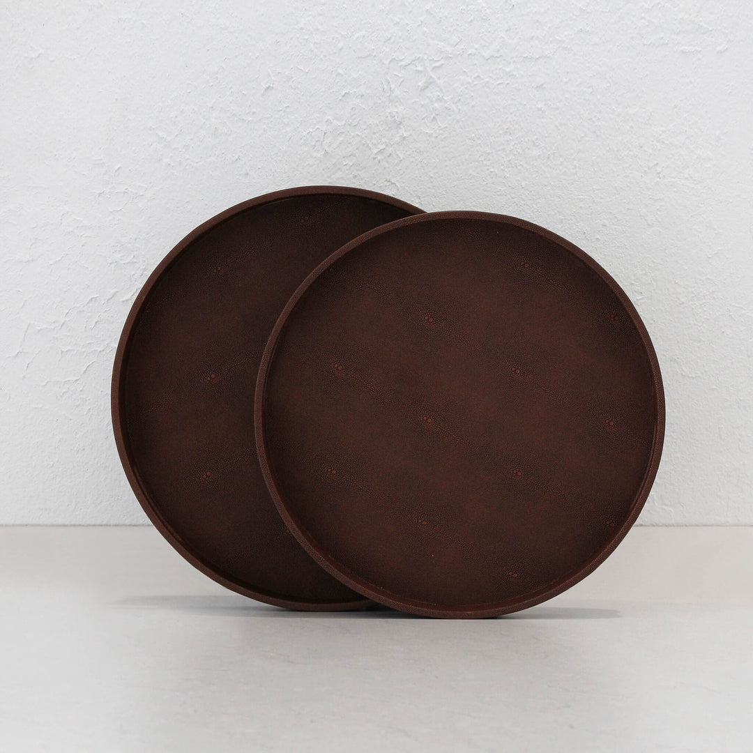 CONRAD PYTHON ROUND TRAY  |  SET OF 2  |  DARK WALNUT