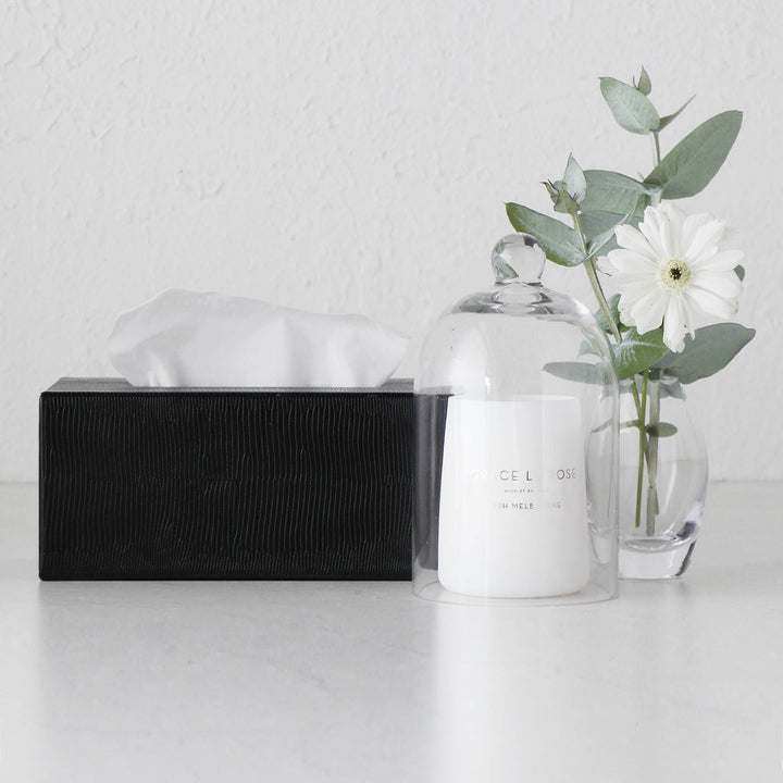 CONRAD SNAKE RECTANGLE TISSUE BOX COVER  |  NOIR BLACK