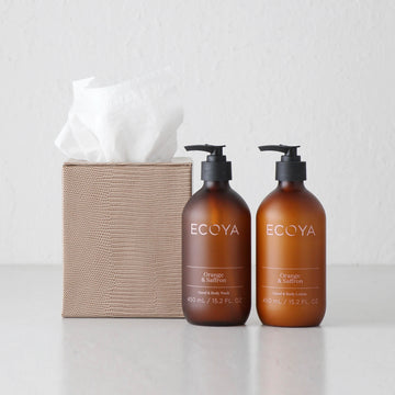 CONRAD SNAKE SQUARE TISSUE BOX  |  LIGHT CEDAR