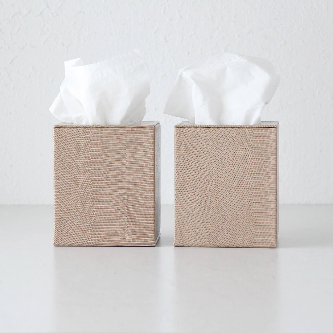 CONRAD SNAKE SQUARE TISSUE BOX COVER  |  BUNDLE X2  |  LIGHT CEDAR