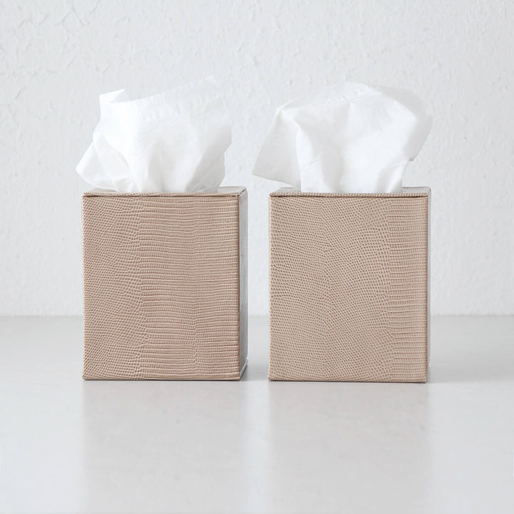 CONRAD SNAKE SQUARE TISSUE BOX COVER  |  BUNDLE X2  |  LIGHT CEDAR