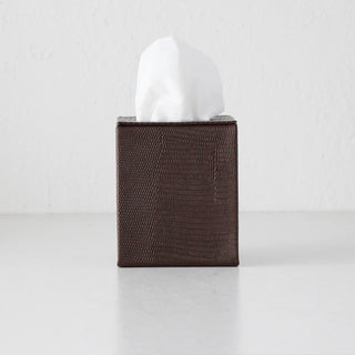 CONRAD SNAKE  |  SQUARE TISSUE BOX COVER BUNDLE X2  |  COGNAC BROWN