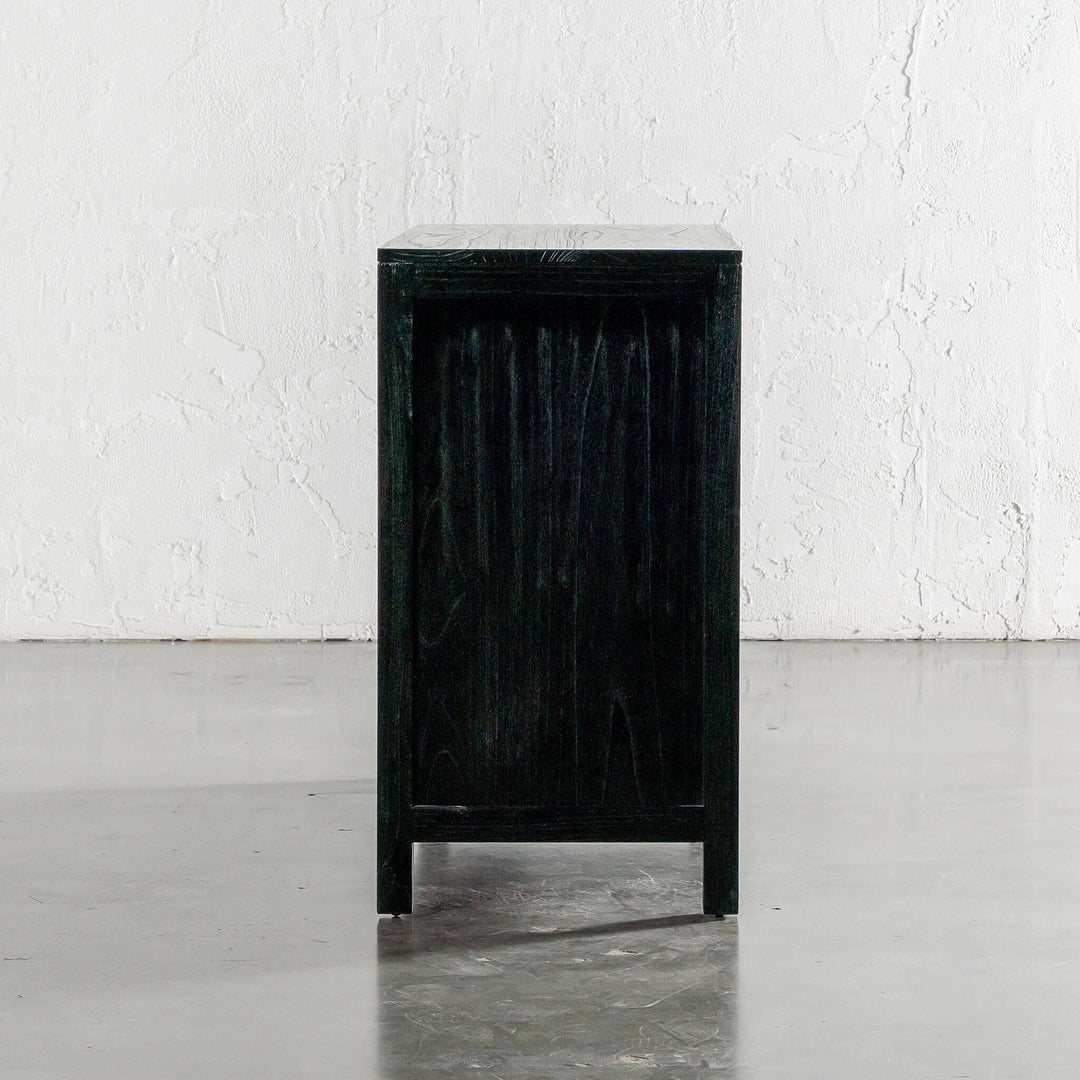 CONRAD 2 + 3 DOOR SLATTED CONSOLE  |  BLACK GRAIN | END