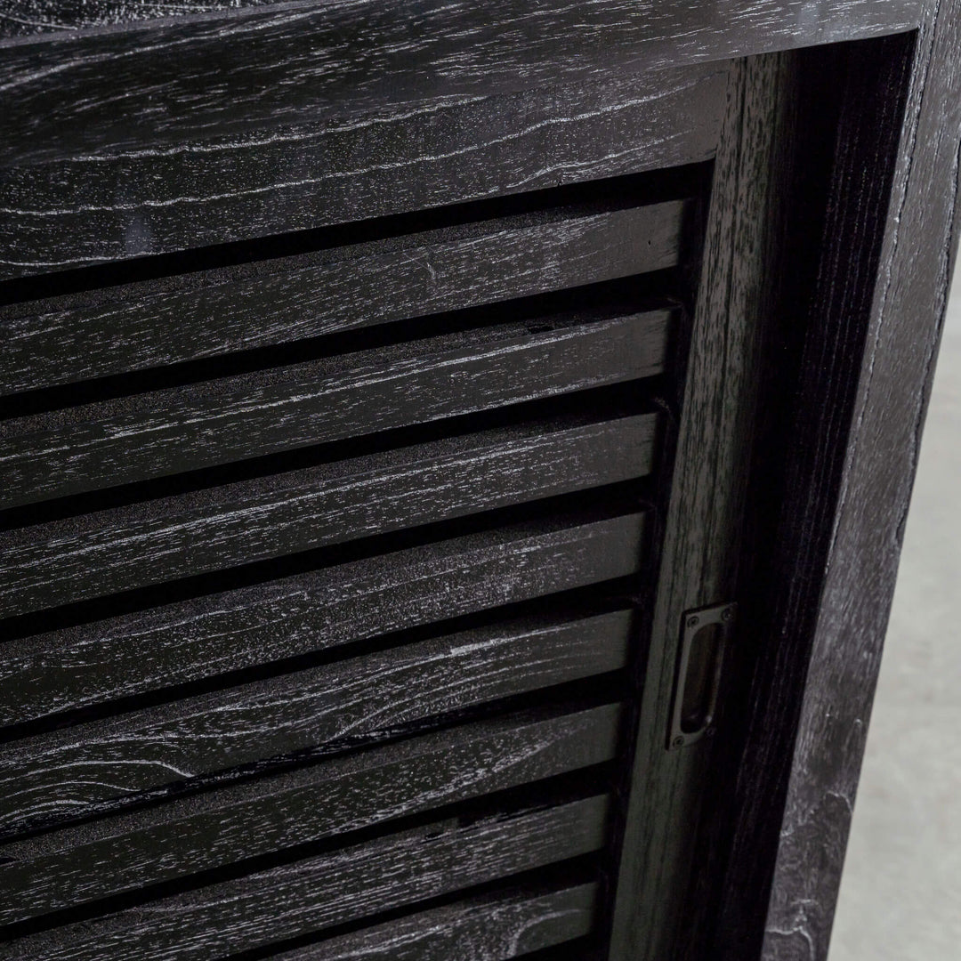 CONRAD 2 + 3 DOOR SLATTED CONSOLE  |  BLACK GRAIN