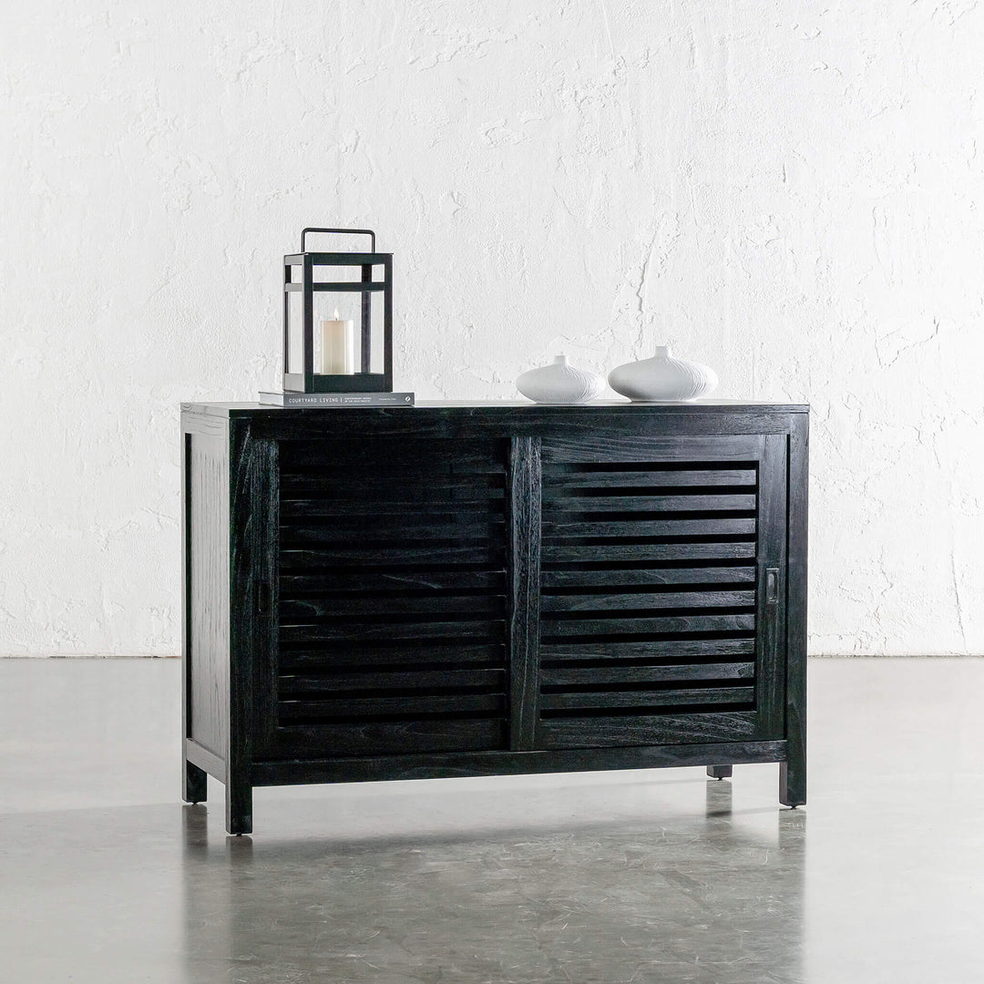 CONRAD 2 DOOR SLATTED CONSOLE  |  BLACK GRAIN
