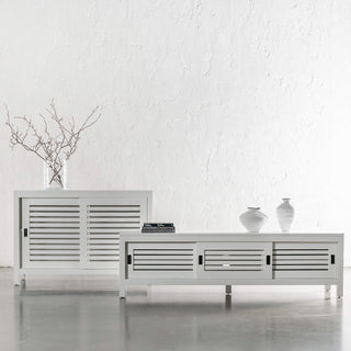 CONRAD 3 DOOR SLATTED ENTERTAINMENT UNIT + CONRAD 2 DOOR CONSOLE  |  WHITE GRAIN 