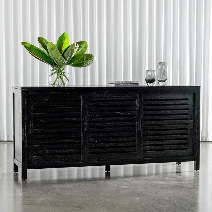 CONRAD 3 DOOR SLATTED CONSOLE  |  BLACK GRAIN