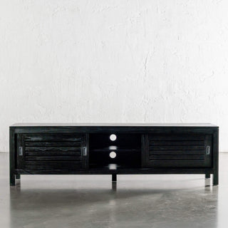 CONRAD 3 DOOR SLATTED ENTERTAINMENT UNIT  |  BLACK GRAIN