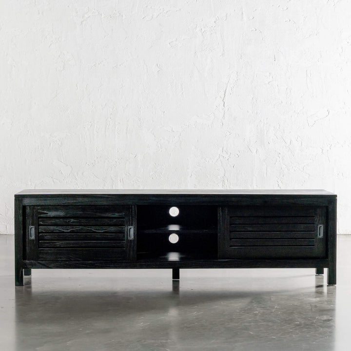 CONRAD 3 DOOR SLATTED ENTERTAINMENT UNIT  |  BLACK GRAIN