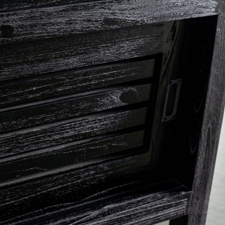 CONRAD 3 DOOR SLATTED ENTERTAINMENT UNIT  |  BLACK GRAIN