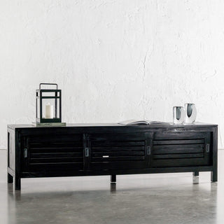 CONRAD 3 DOOR SLATTED ENTERTAINMENT UNIT  |  BLACK GRAIN
