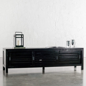 CONRAD 3 DOOR SLATTED ENTERTAINMENT UNIT  |  BLACK GRAIN