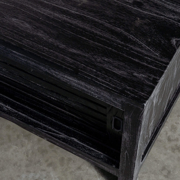 CONRAD 3 DOOR SLATTED ENTERTAINMENT UNIT  |  BLACK GRAIN